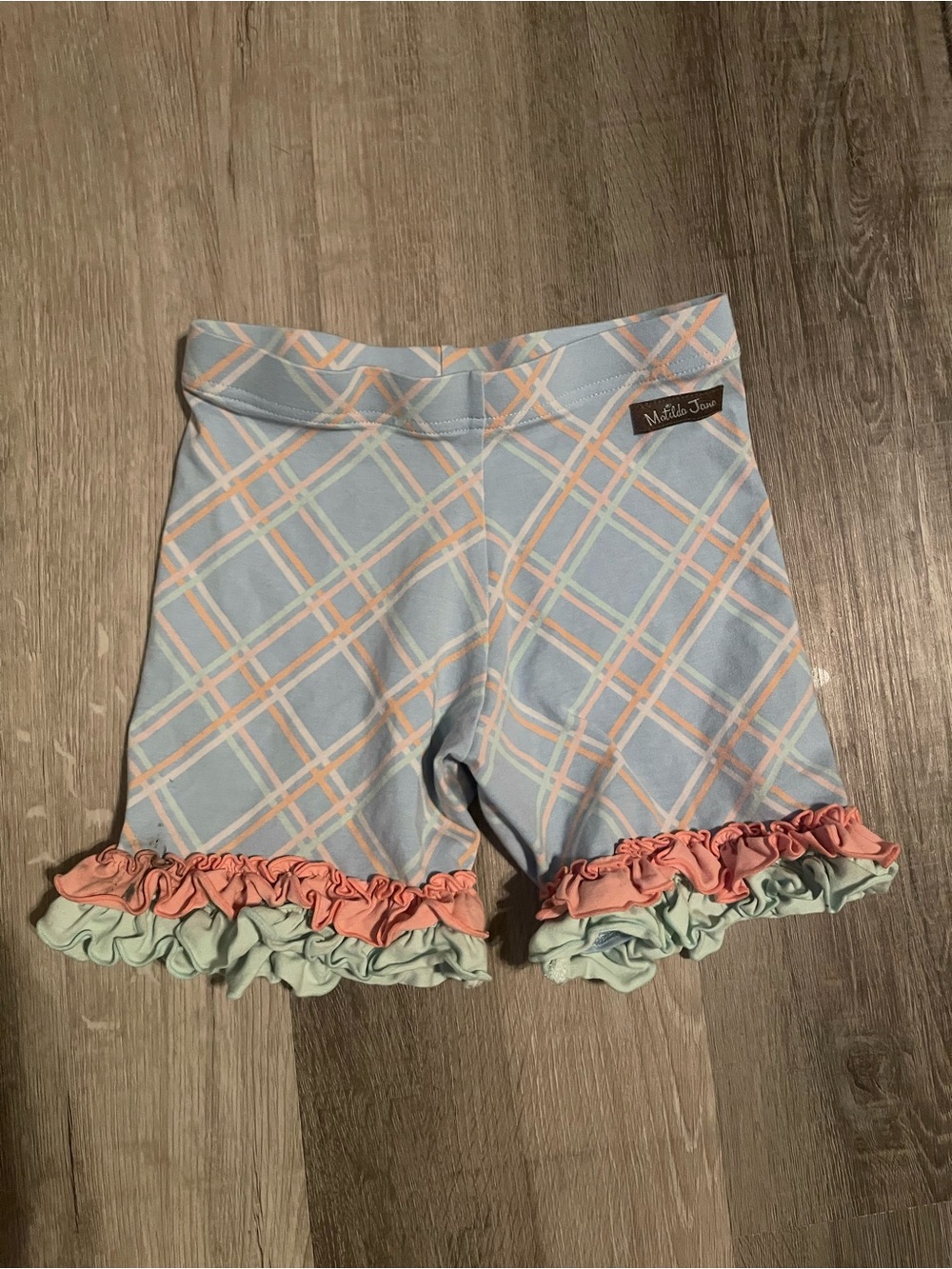 Matilda‎ Jane Pastel Plaid Ruffle Bike Shorts size 8